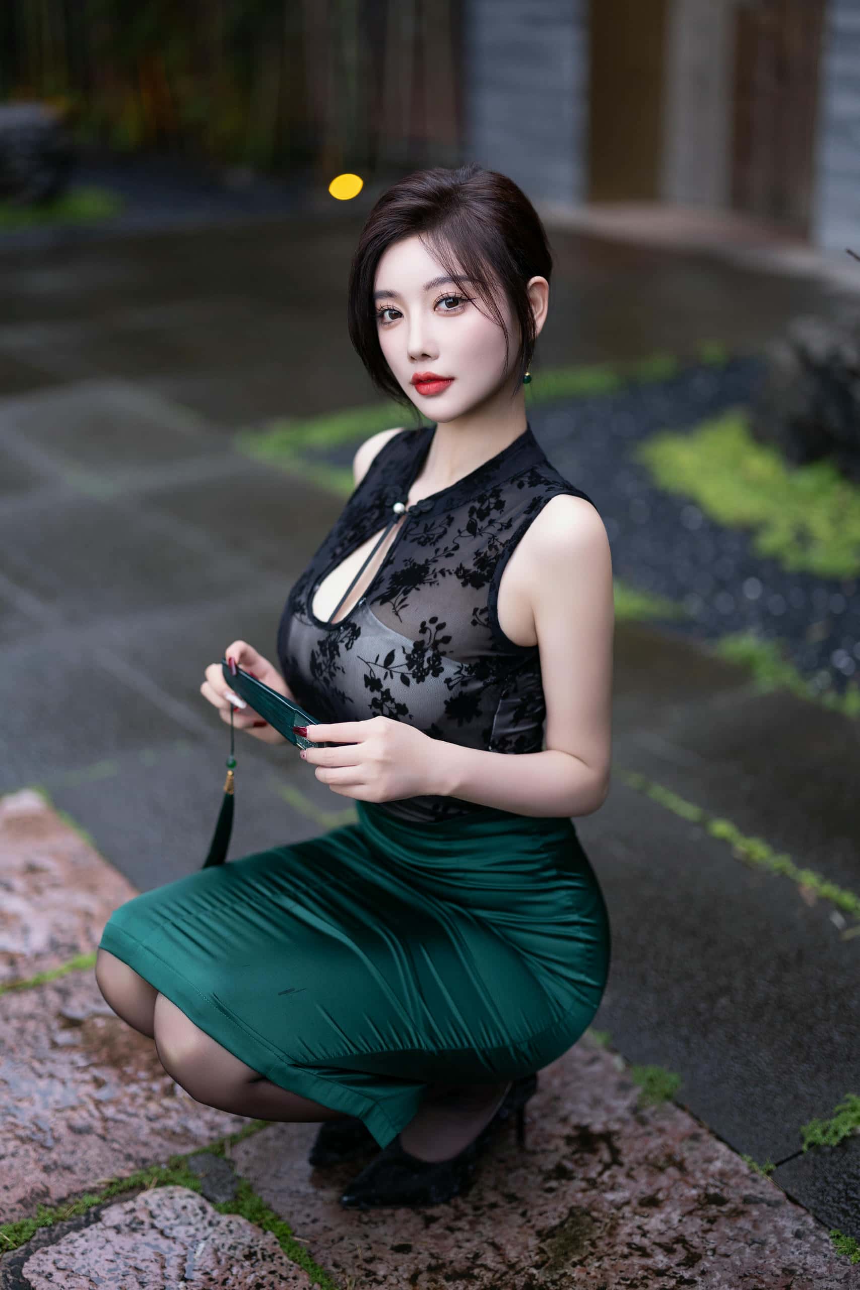 图片[1]-绿色旗袍 – 杨晨晨【87P】P50237-街图社